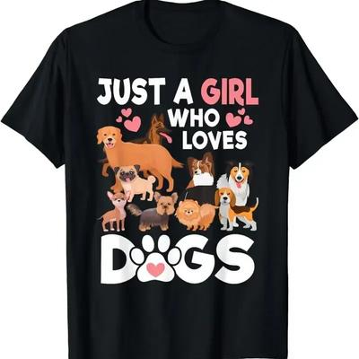 Just A Girl Who Loves Dogs Cute Dog Lover T Shirt