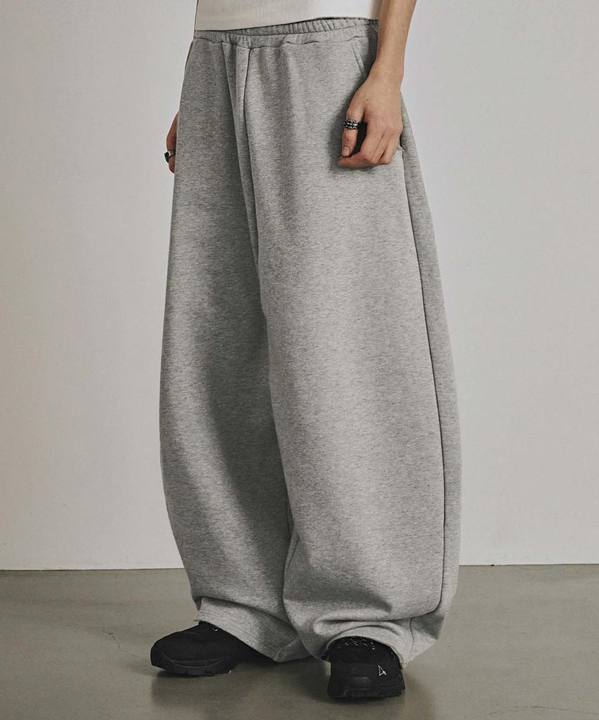 Kaneitei Curved Pintuck Sweat Pants (Melange Gray)