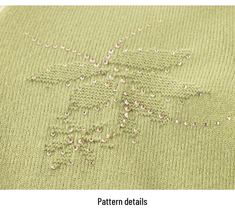 Mom's Autumn Knit Lapel Sweater Set – Long-Sleeve Top, Small Size for Middle-Aged & Elderly Women