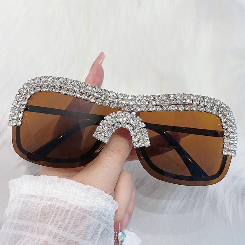 Premium Y2K Vintage Punk Diamond Rimless Sunglasses ladies Sun Glasses  Designer Trend Fashion Luxury Crystal Rhineston Metal Shades