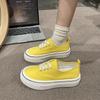 Thick-soled Versatile Canvas Shoes Women's Low-top 2025 Spring New Casual Shoes Heightening Board Shoes Lace-up Round Head White Shoes