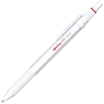 Rotring Multi-Function Pen 600 Permanent White 3-in-1 Ballpoint Pen with 2 Colors (Red and Black) and Mechanical Pencil In a Presentation Box (Product