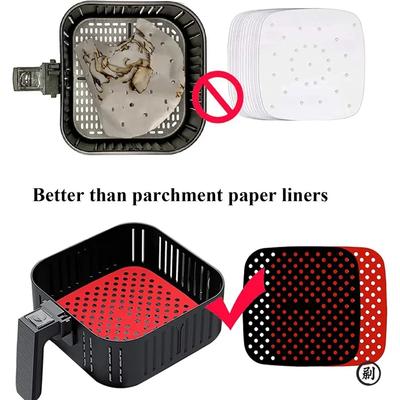 Reusable Air Fryer Liners 5QT or Bigger - Easy Clean Air Fryer Dishwasher Safe Non Stick Parchment Paper Replacer