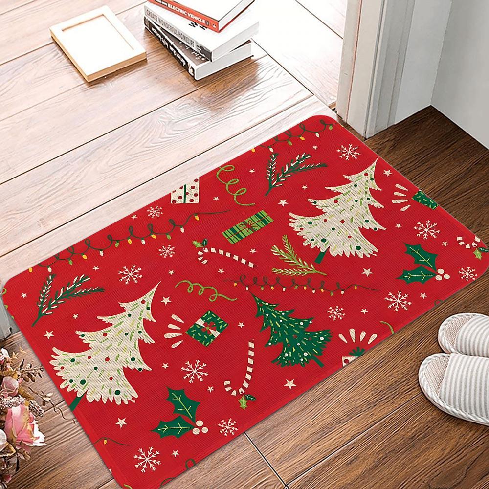 Winter Christmas tree Snowman Doormat Non-Slip Entrance Doormat Home Decor Carpet for Living Room Rugs Bathroom Floor Rug