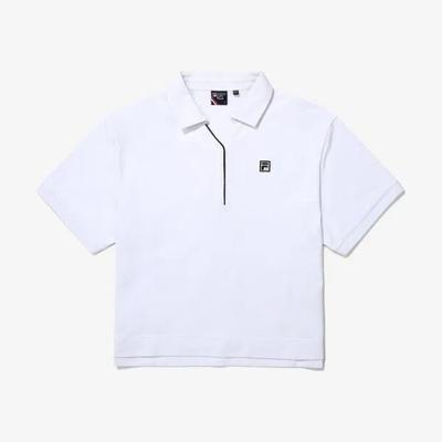 Cotton Blend Pique Semi Crop Collar Tee Fs2tsg2362fwhi