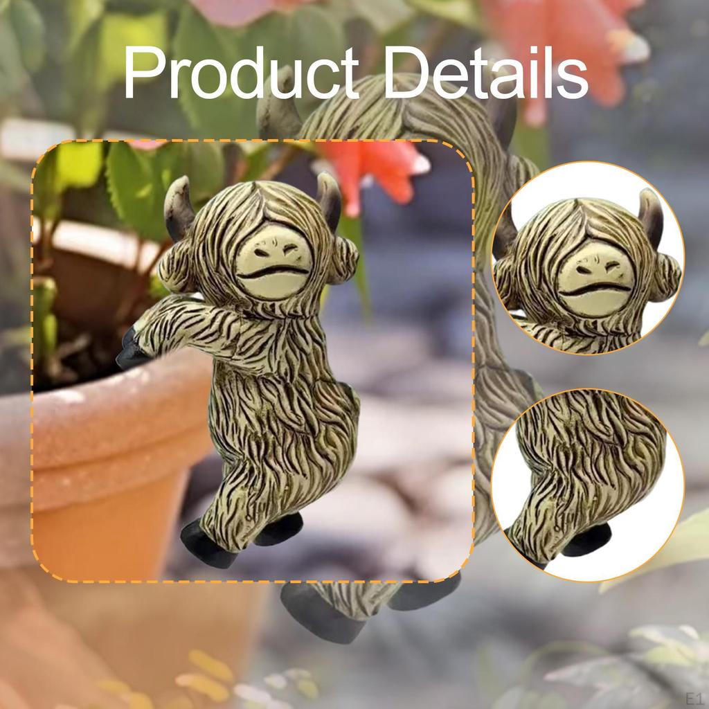 Hängande Djurstaty Planteringskruka Kantdekor Nötkreatursfigur Miniatyrfigur Kruka Klättring