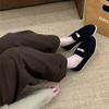 Retro suede loafers Doudou shoes one-pedal single shoes autumn and winter soft-soled low-heeled women's shoes British small leather shoes
