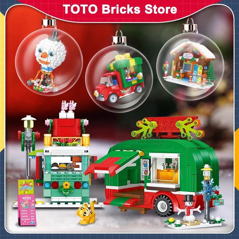 TOYLINX Model DIY Set Blocuri de Construcție de Crăciun Jucărie pentru Copii Blocuri de Construcție Ornament de Birou Decor pentru Camera Copiilor Cadouri