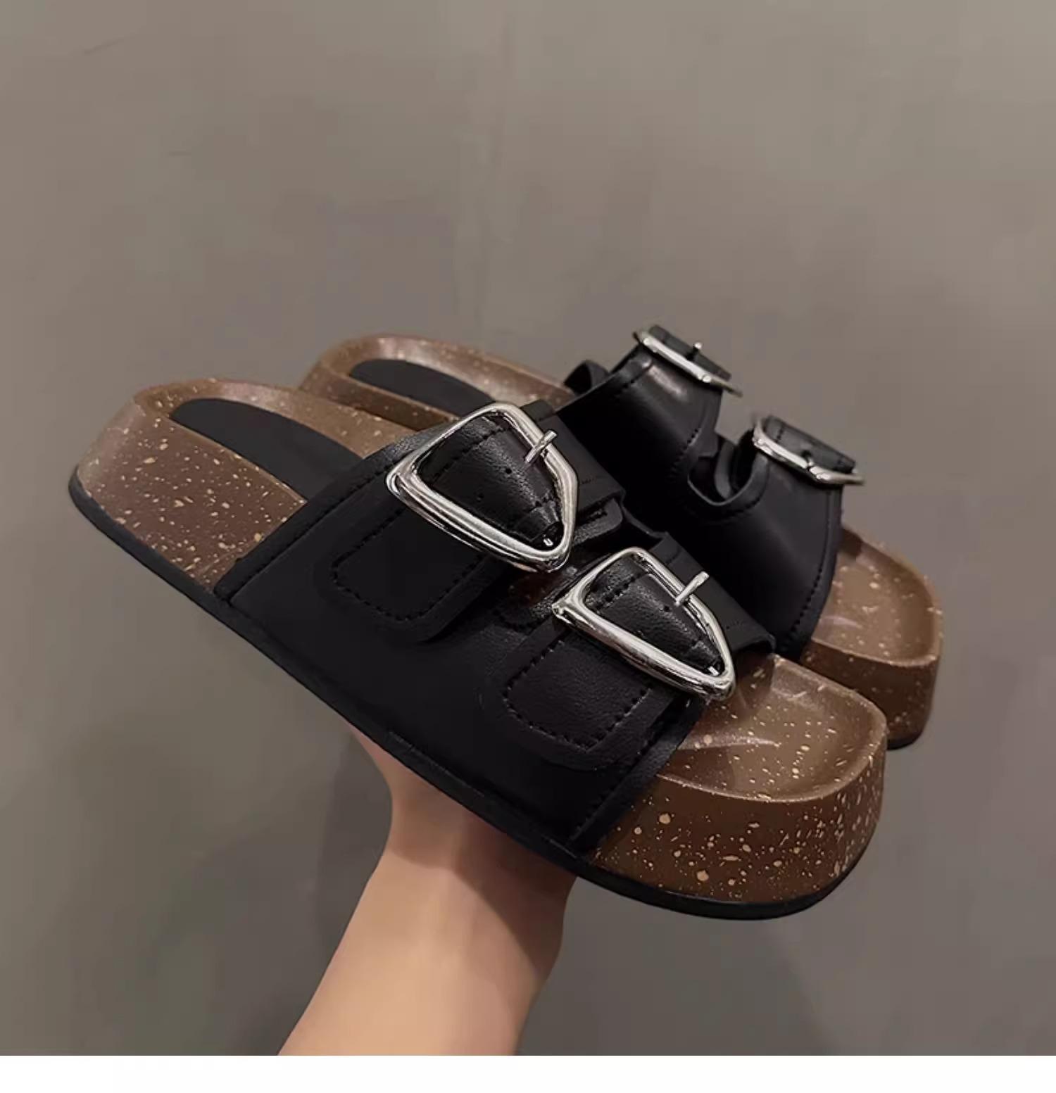 

Platform slippers women s 2025 new summer outer wear Boken women s shoes summer cool slippers women s soft-soled women s sandals 35 чёрный