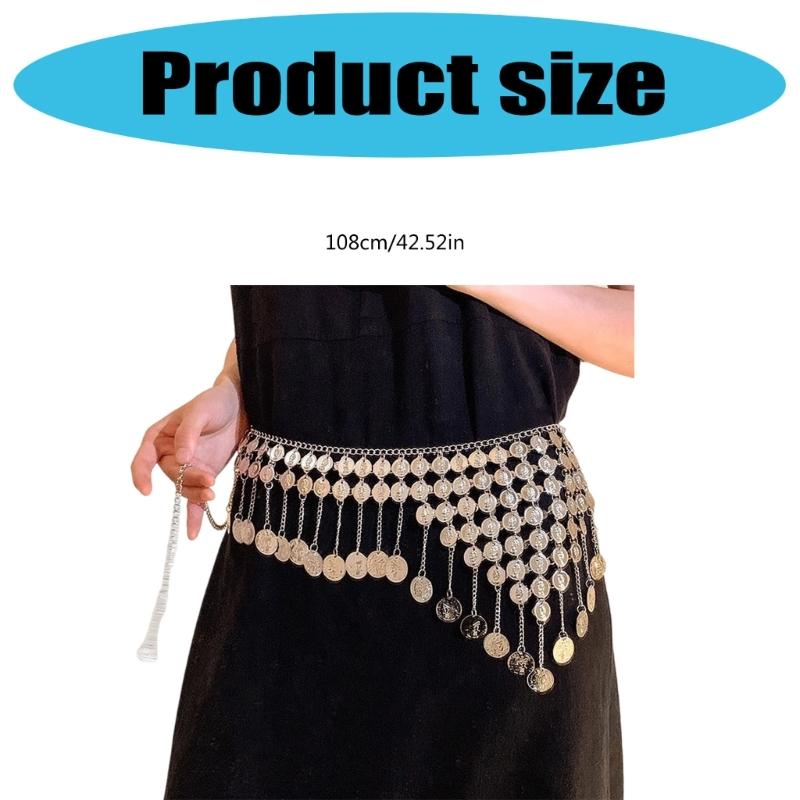 2000s Fringed Adjustable Waist Chain Bohemian Hip Belly Dance Jewelry For Women Stage Show Party And Vacation Outfit
