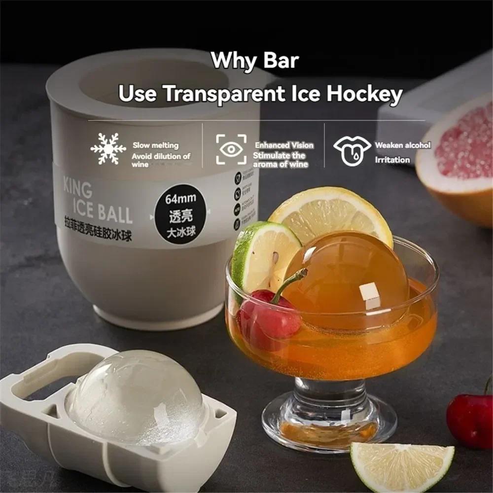 Clear Whiskey Large Ice Ball Mould Crystal Clear No Bubbles Food Grade Silicone Sphere Ice Mold Bar Party Household Kitchen Tool
