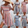 Womens Dresses Stripe Summer Dresses For Women Casual Flowy Pleated Loose Dresses
