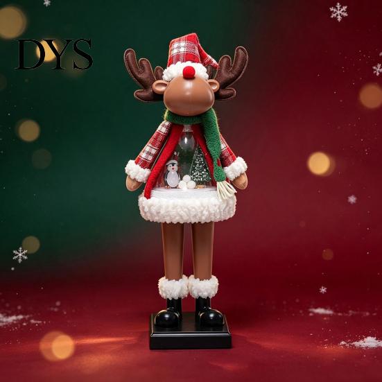 Musical Santa Snowman Reindeer LED Lighted Christmas Figurine, Swirling Glitter Claus Elk Indoor Holiday Party Decor Decoration with Music for