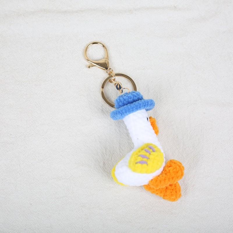 Cartoon Eend Poppen Serie Haak Sleutelhangers Handgemaakt Haak Dier Poppetje Sleutelhangers Schattige Eend Sleutelhanger Custom Accessoire white