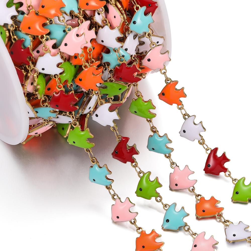 0.5m Colored Stainless Steel Enamel Chains Ocean Style Handmade Chains for DIY Bracelet Waist Chain Jewelry Making Chain