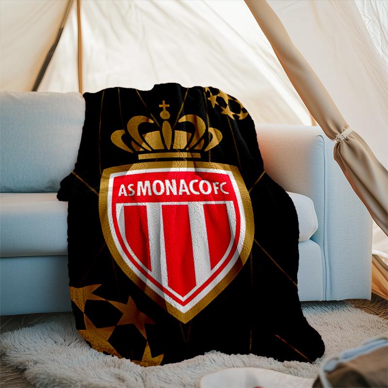1PC Football Monaco Printed Soft Flannel Blanket Throw for Adult Bedroom Living Room Sofa Camping Travel Fan gifts Christmas Gifts