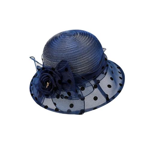 

Floral Organza Sun Hat Elegant Wide Brim Bucket Hat UPF 50+ Breathable Flower Vacation Style Beach Sun Hat