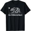 CA Republic Shirt Bear and Star Distressed California State TShirt California Souvenir Tshirt Men Crewneck Cotton Short Sleeve
