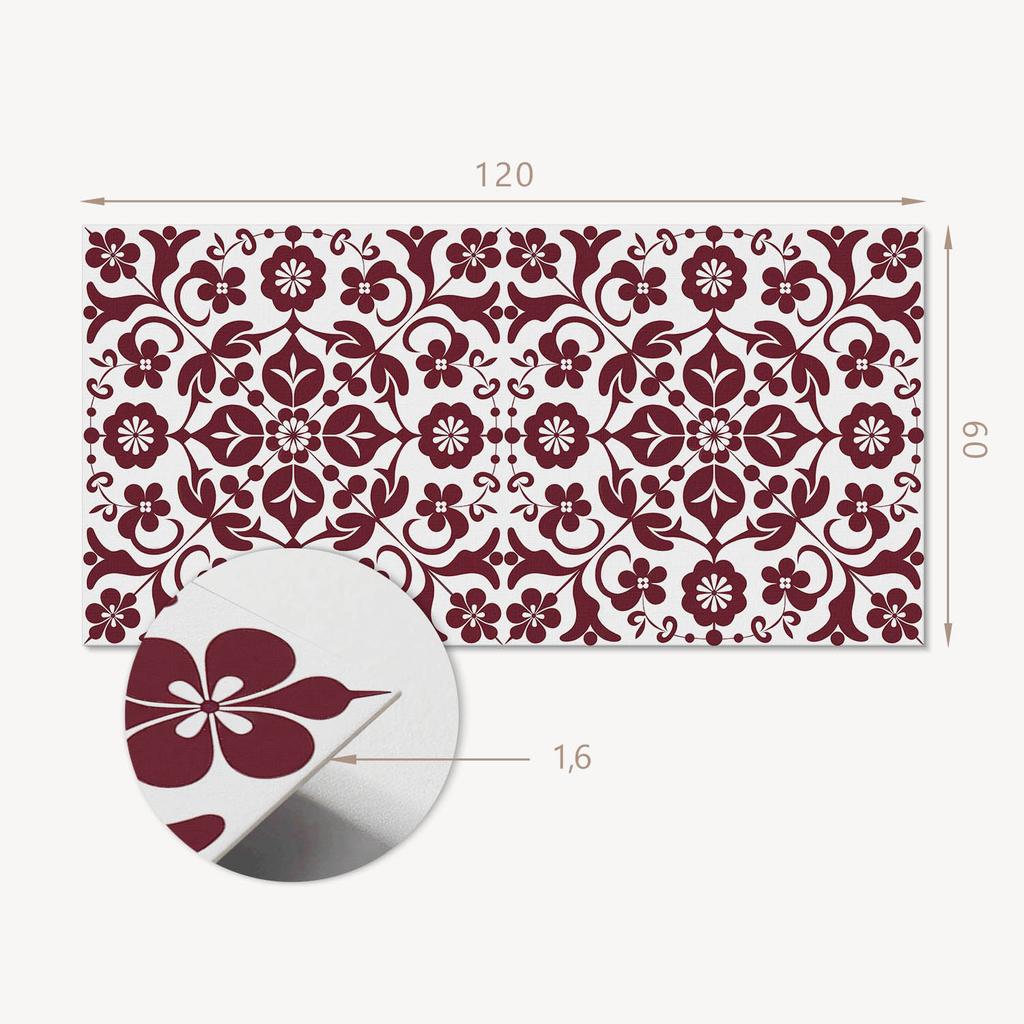 Samoprzylepny Panel Winylowy Z Nadrukiem Do Łazienki 120X60 Cm Wzór Kwiatowy Z Ornamentami