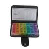 7 Day Travel 28 Compartments Leather Wallet Pill Organizer Box Medicine Organizer with Pill Case Portable Locking Travel Case