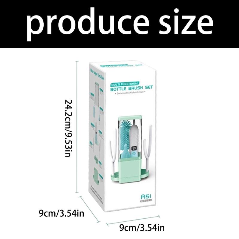 Portable Sanitization Electric Bottle Brush Featuring Build In Drying Rack & Included Silicone Nipple Brush for Home