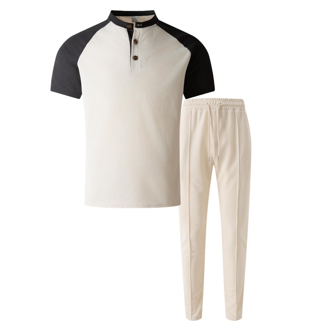 Summer Men's Casual Round Neck Short Sleeved Pants Set