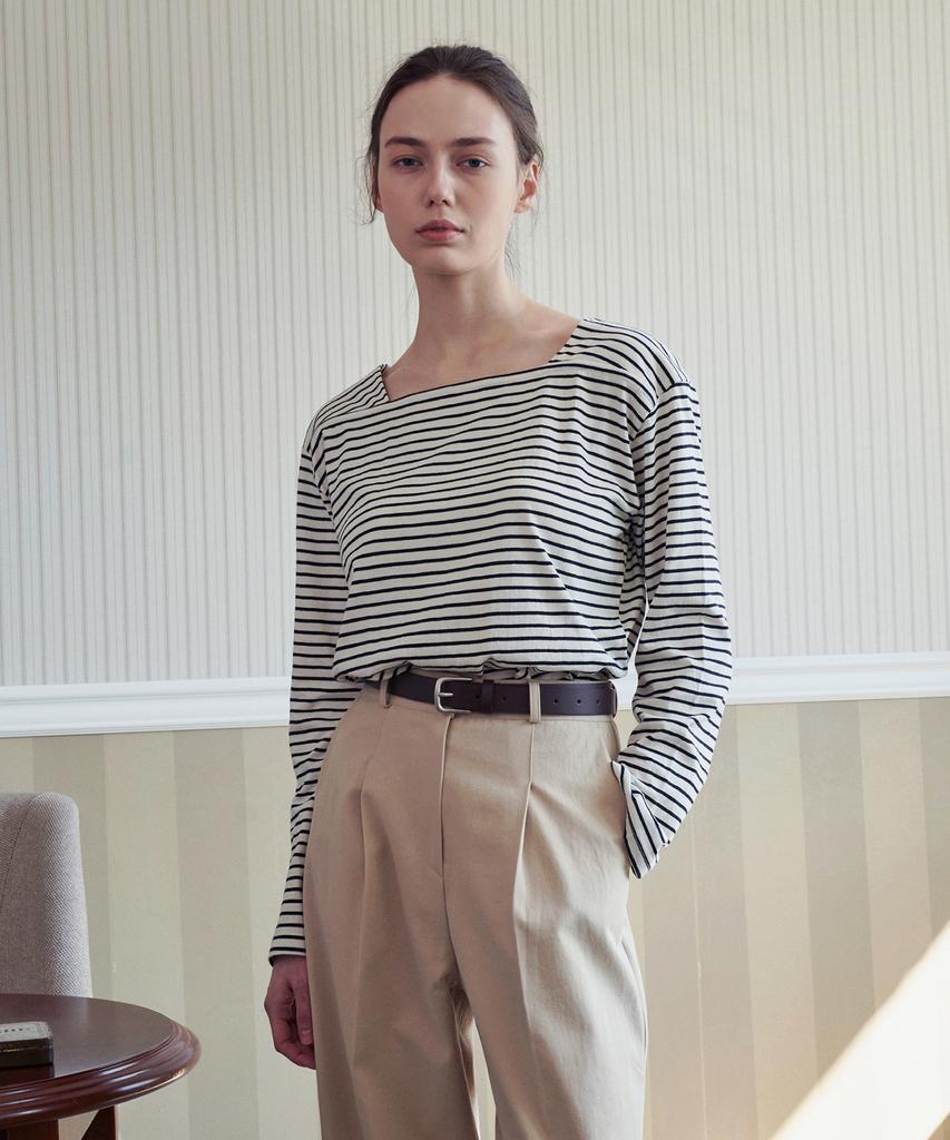 LOEIL Square Stripe T-Shirt - Ivory