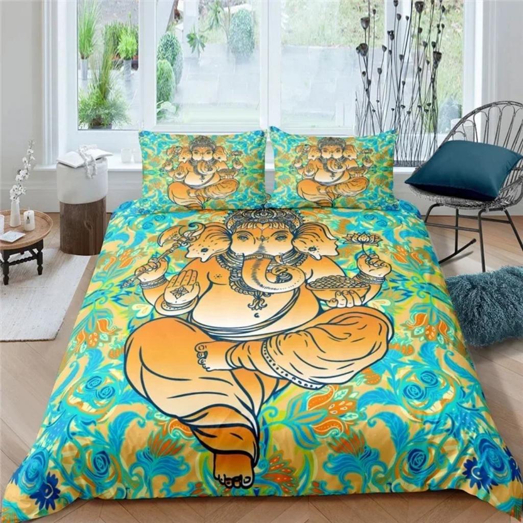 Bohemia Mandala Duvet Cover Indian Elephant Lord Ganesha Bedding Set Comforter Cover King For Boys Girls Room Decor