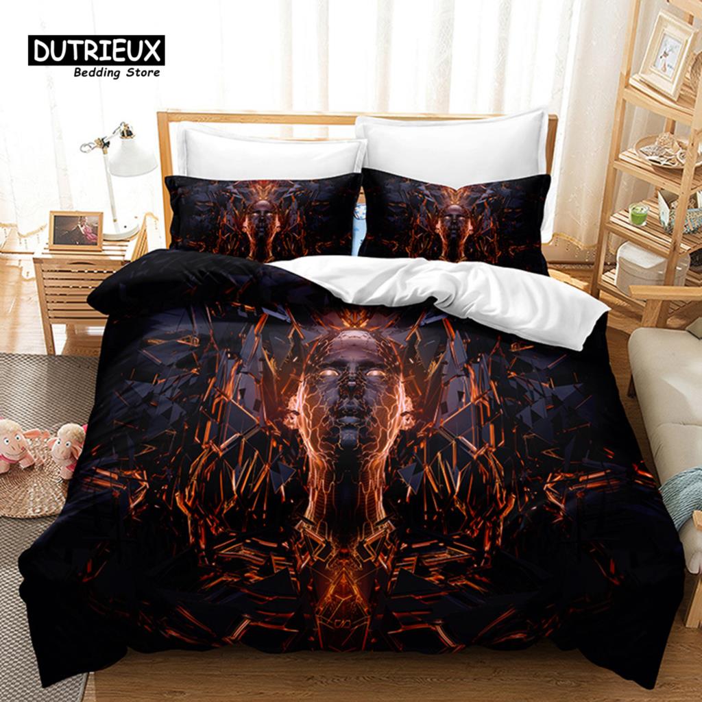 Psychedelic Swirl Duvet Cover Luxury Abstract Geometric Bedding Set Chic 3D Comforter Cover King For Girls Adults Bedroom Decor