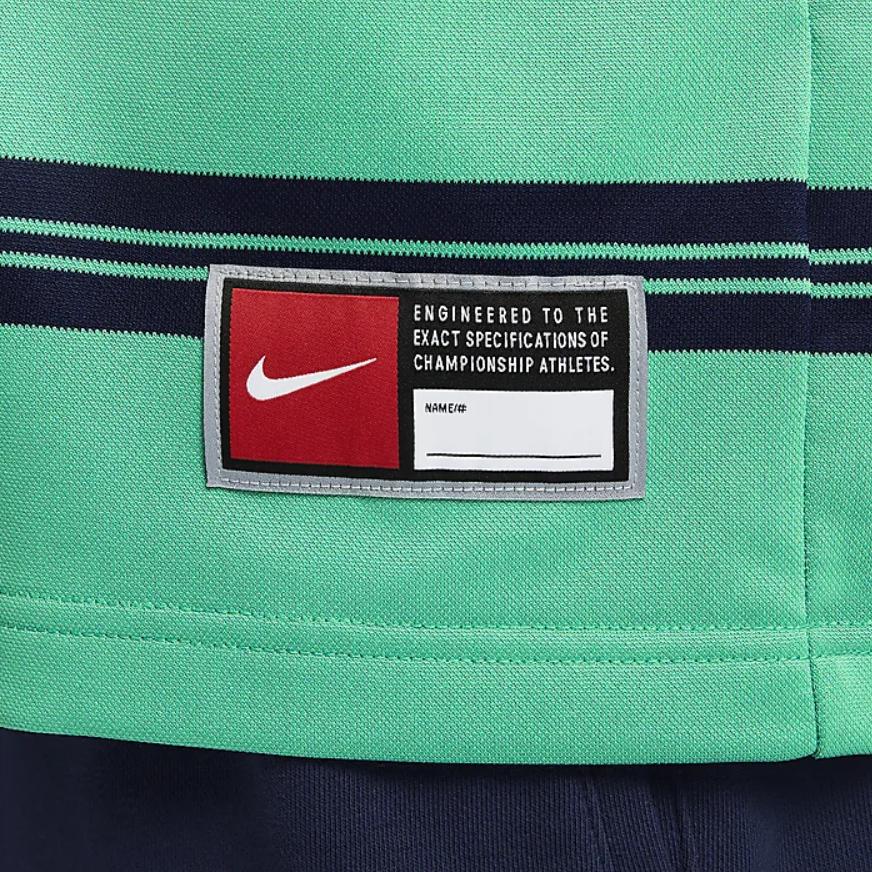 Nike Authentics Vintage Color Block Striped Design Casual V-Neck Short Sleeve Soccer Shirt Men Tops Stadium-Green FN3512-324