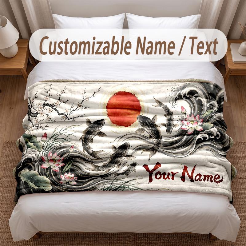 Music General Theme Soft Blanket Personalized Custom Name Text Print Warm Blanket Home Sofa Bedroom Decor