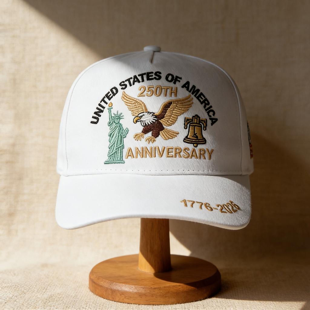 Usa 250Th Anniversary Cap: Embroidered Statue Of Liberty, Eagle & Bell Design - Honor American History, Perfect For Memorial Eve