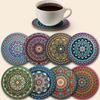 8pcs Mandala Wooden Coasters Set - Holiday Gift, Home Bar Office Decor, All Occasion Use, 10x10cm