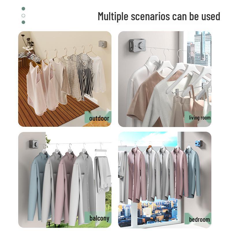 Invisible Retractable Clothesline - Indoor No-Punch Steel Wire Dryer