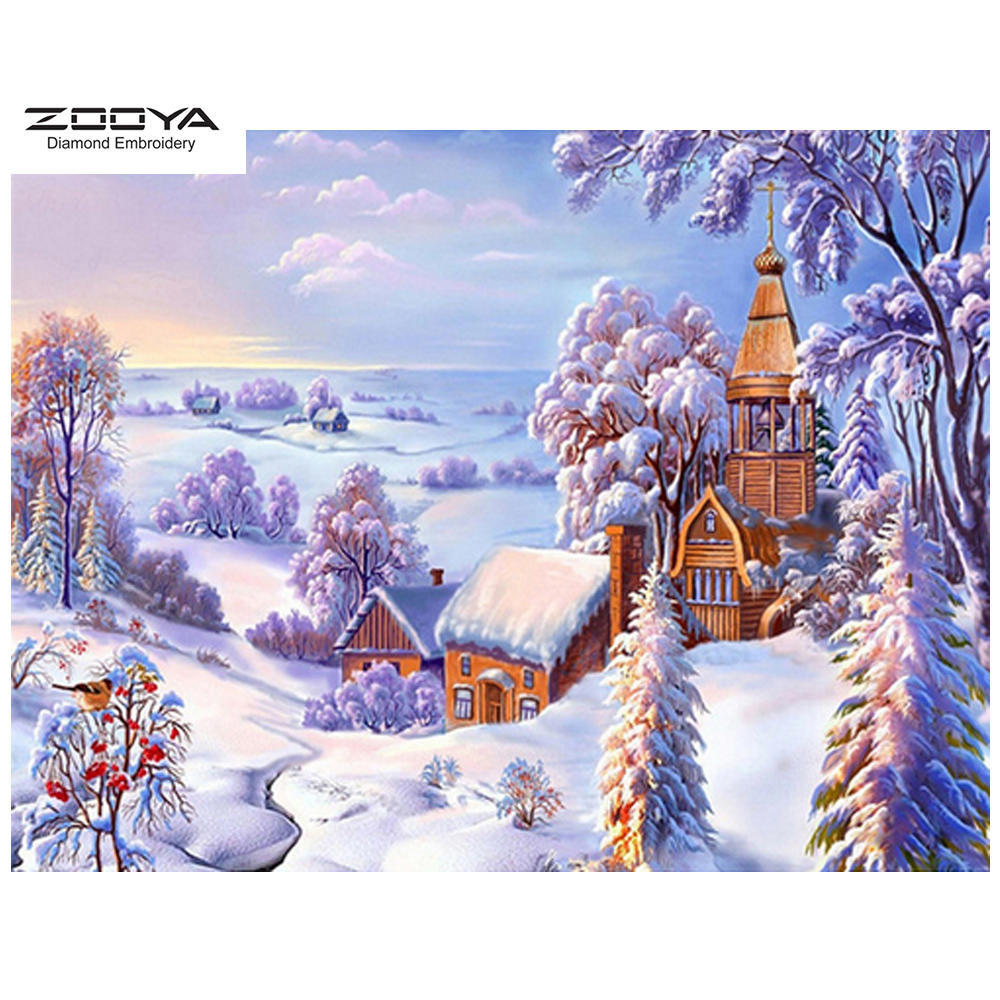 

ЗООЯ DIY 3D Алмазная картина Зимний снег Вышивка Крестом Ремесло Стежок Домашний декор
