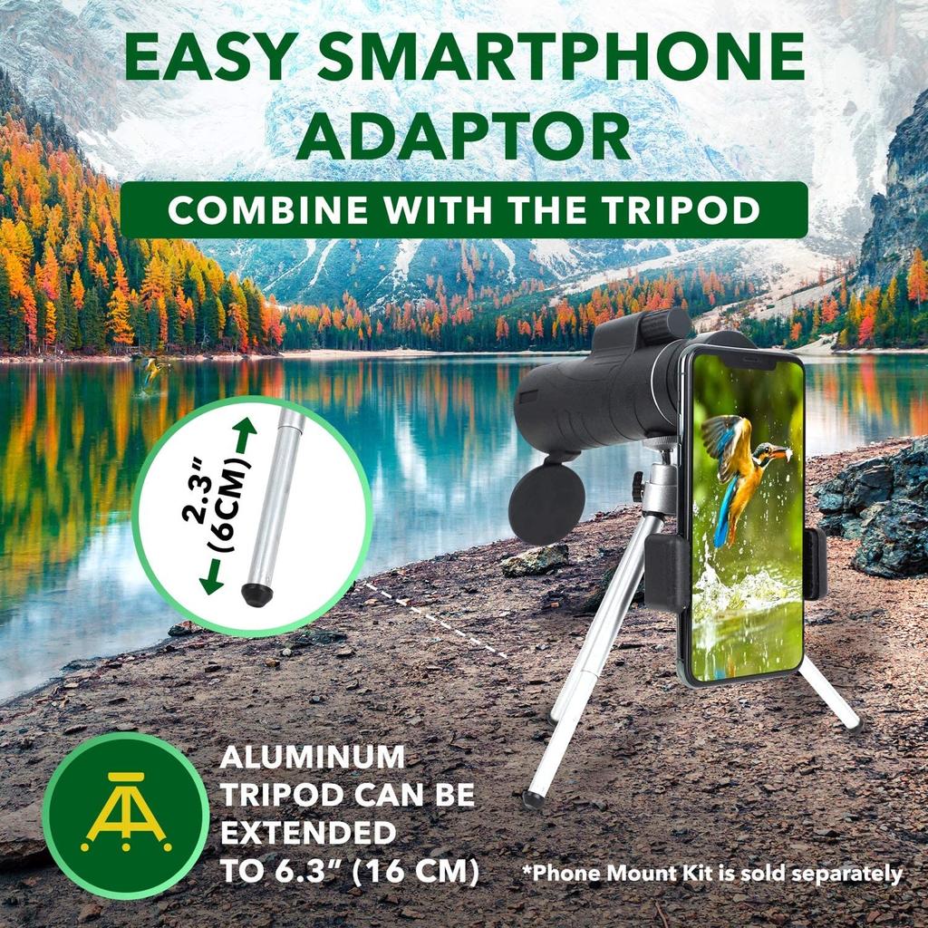 STARSCOPE Field of View Monocular Smart Portable Waterproof Shockproof Telescope with Tripod Handheld Telescope with BAK4 Prism Pocket Telescope for