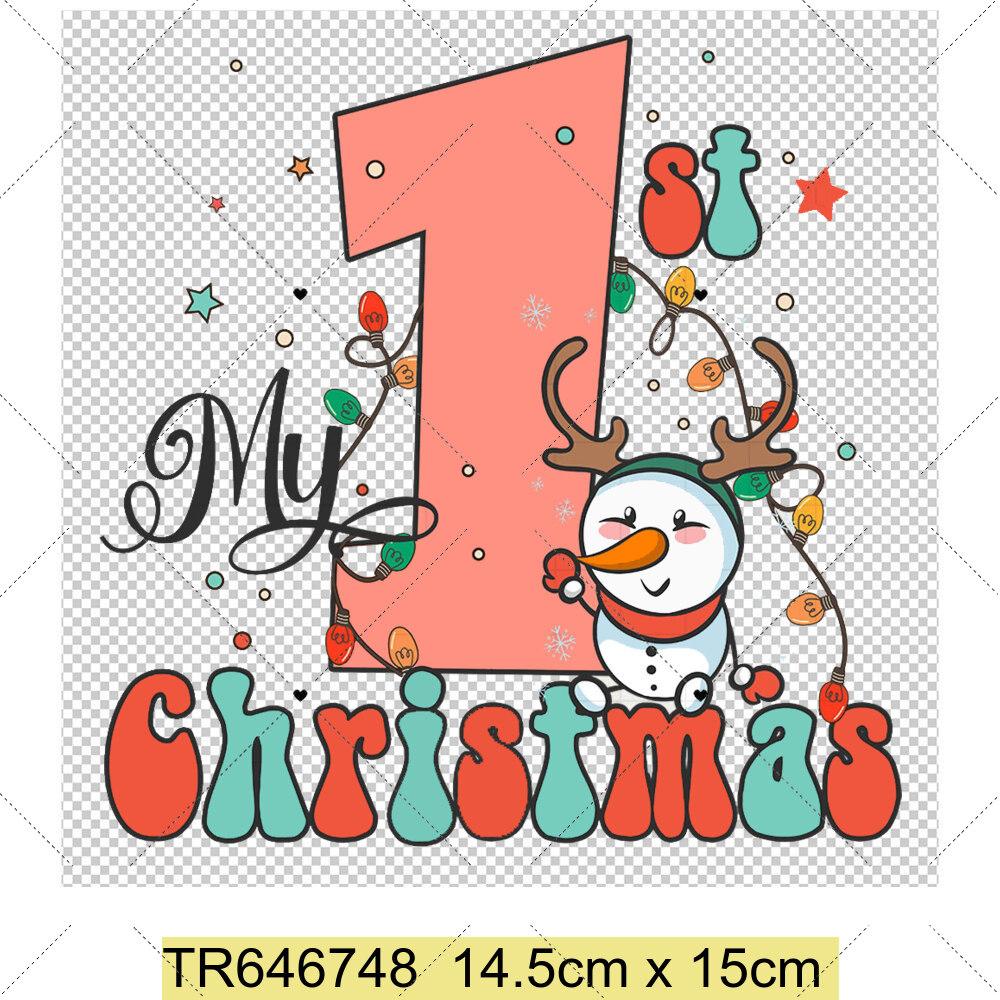 My First Chrismas DIY Clothing Heat Transfer Sticker Kids T-shirt Infant Romper Clothing Patches Heat Transfer Xmas Sticker
