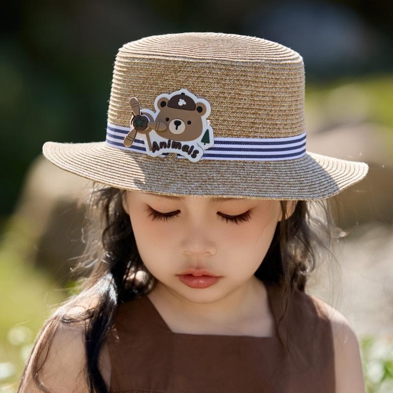 Cartoon Baby Sun Hat Cute Girl Sun Hat Travel Sun Hat Flat Edge Straw Hat Beach Hat