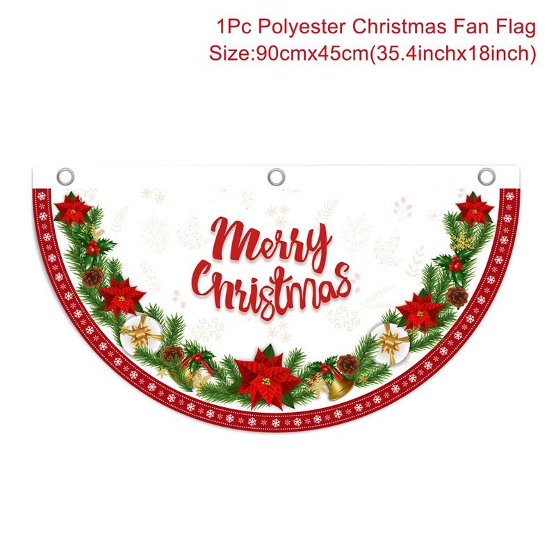 Christmas Outdoor Fan-shaped Flag Banner Christmas Decor for Home 2025 Cristmas Drop Ornament Xmas Navidad Gift New Year 2025