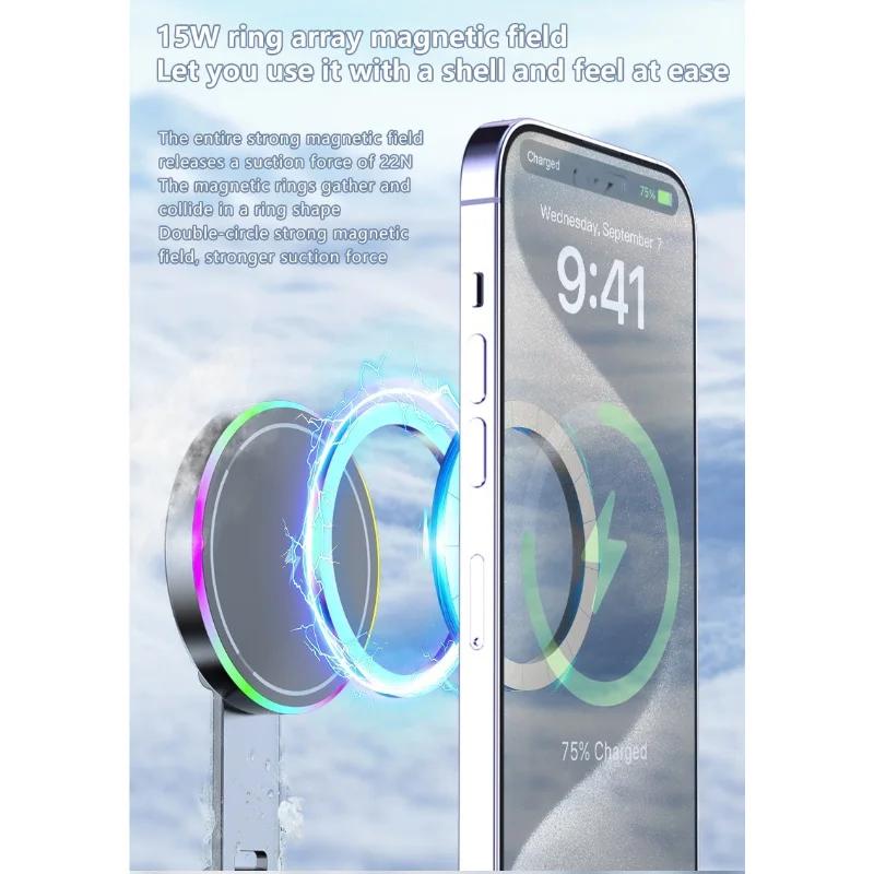 15W Wireless Charge 360 Degree Rotatable Vacum Car Holdermagnetic Car Mount Vacuum Phone Holder for Iphone Samsung Xiaomi