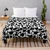Cowhide Print Flannel Blanket, Cow Fur Print Flannel Throw Blanket Gift for Kids Adults, Soft Fleece Blanket for Couch Sofa Bed