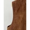 Women Plus Size Contrast Stitch Suede Sleeveless Casual Vest Outerwear