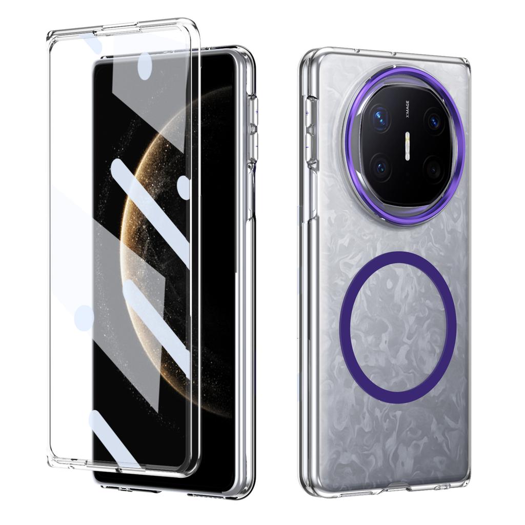 HD Transparent Magnetic Case For Huawei Mate X3 X5 X6 XT Foldable Crystal Clear Cover With Clear Tempered Glass Screen Protector