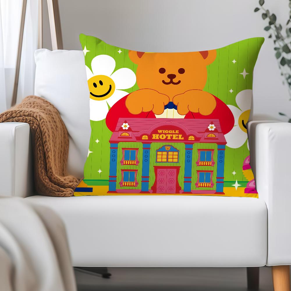 Happy W-wiggle Cartoon Pillow Case Applicable Space For Guest Rooms Interiors Cars Office House Decoration