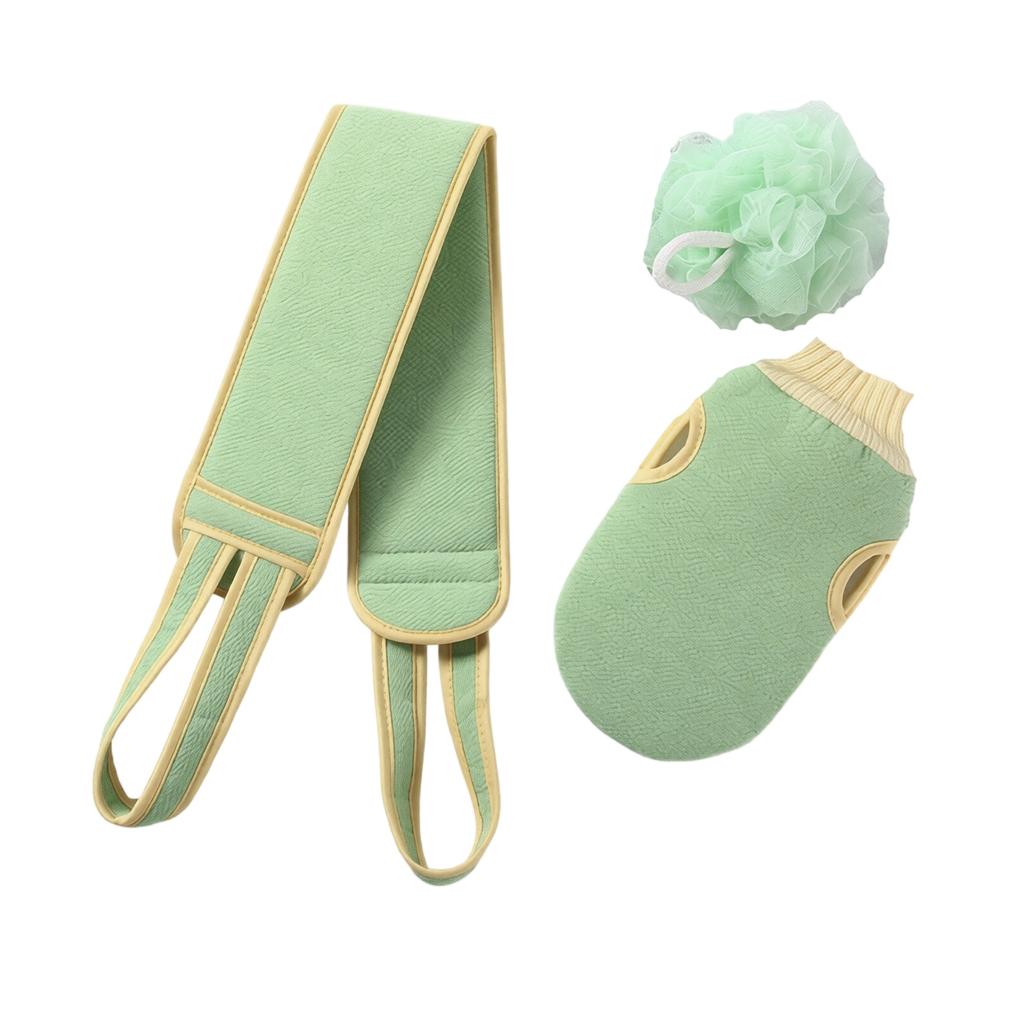 Exfoliating Back Scrubber Strap Bath Sponge Set Double Sided Body Wash Mitt Loofah for Deep Cleansing and Dead Skin Removal