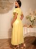 Women V Neck Elegant Maxi Dress with Butterfly Sleeve 3D Flower Waist Side Slit Perfect for Weddings Galas Showcasing Graceful Style