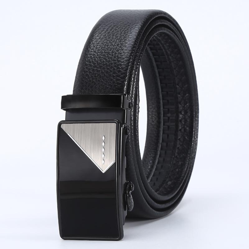 Belt Men'S Business Automatic Buckle Belt Scratch Resistant Lychee Pattern Belt Body Stall