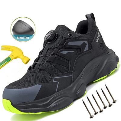 Mens Steel Toe Safety Shoes with Anti-Smash Industrial Shoes Non-Slip Hiking Boots Breathable Mesh for Construction/Warehouse
