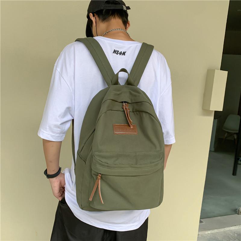 Simple Color Solid Letter Decoration Student Leisure Backpack For School