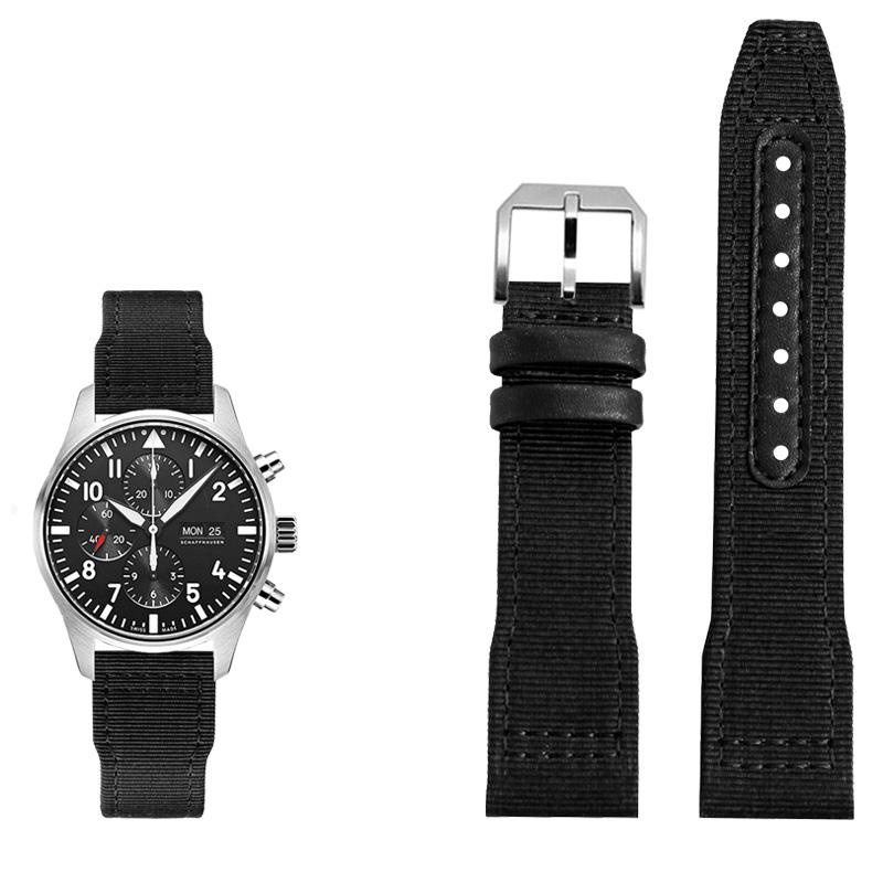 Klasyczny 20/21/22mm Wysokiej jakości nylonowy pasek do zegarka ze skóry cielęcej Pasuje do IWC Pilot SPITFIRE MARK18 Portofino TOP GUN IW389101 Pasek do zegarka